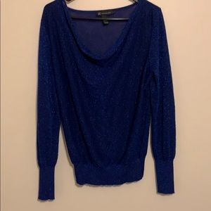 INC Blue glittery top.
